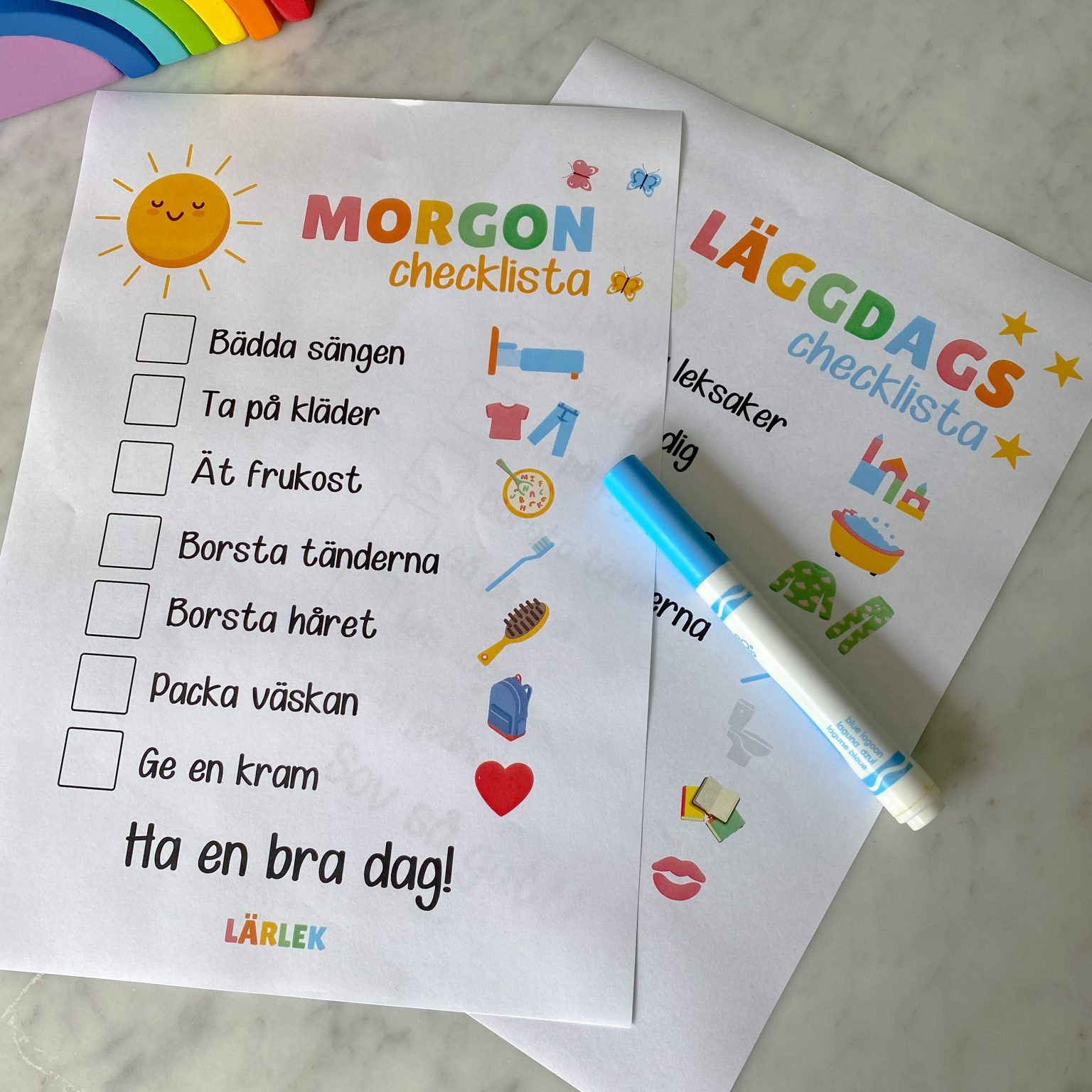 Checklistor för enkla Morgon- och Kvällsrutiner - Pyssla med Viktoria