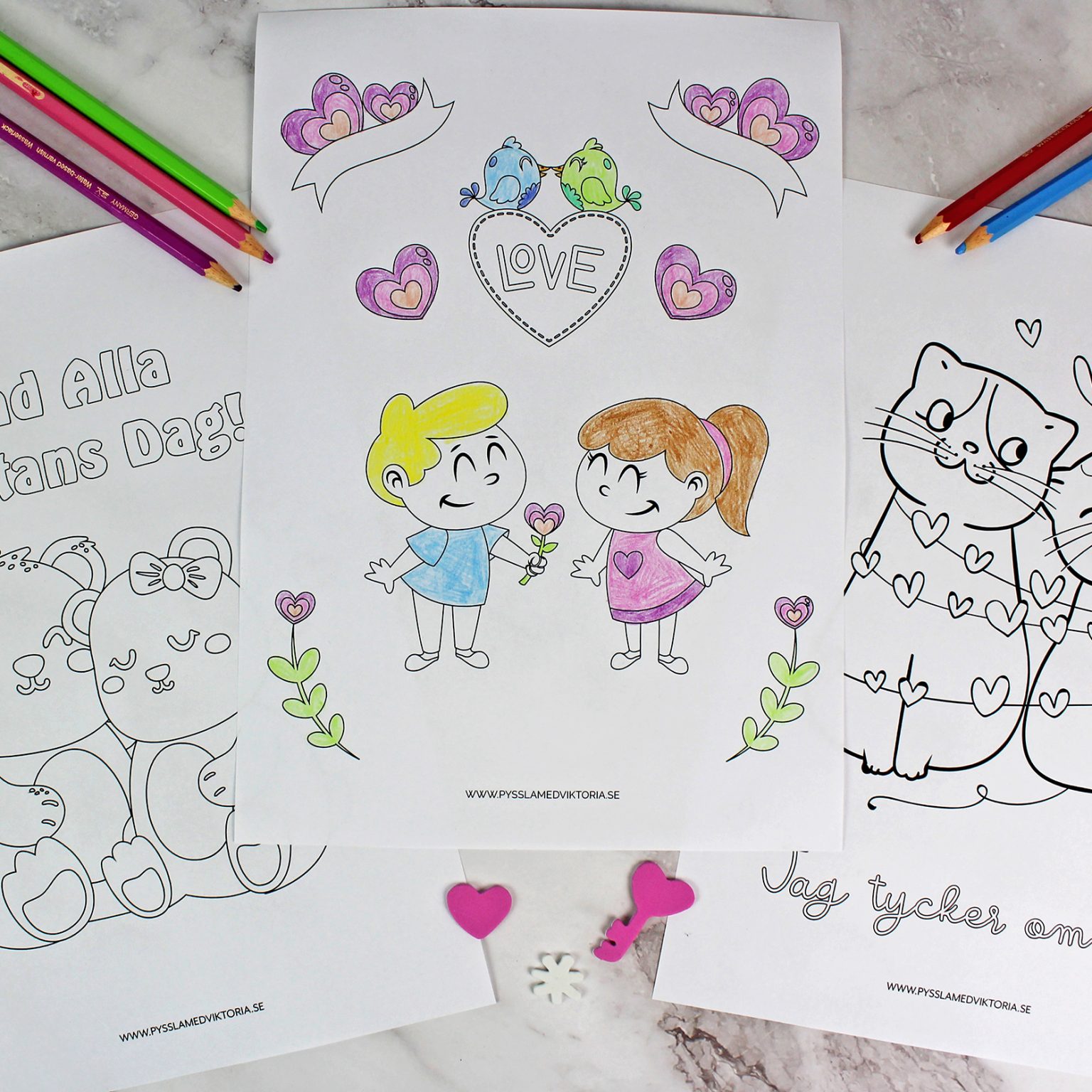 Alla Hjärtans Dag Målarbilder att skriva ut och färglägga - Pyssla med